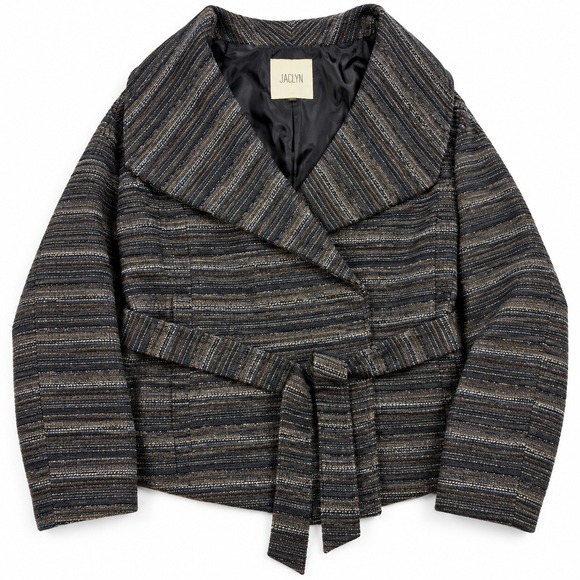 Jack by BB Dakota Jackets & Blazers - Jack Belted Wrap Jacket Striped Wool Blend Shawl Collar Minimalist Women S